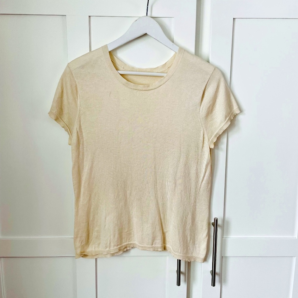 Vintage S See Through Silk Sheer Nude T Shirt Small Gem